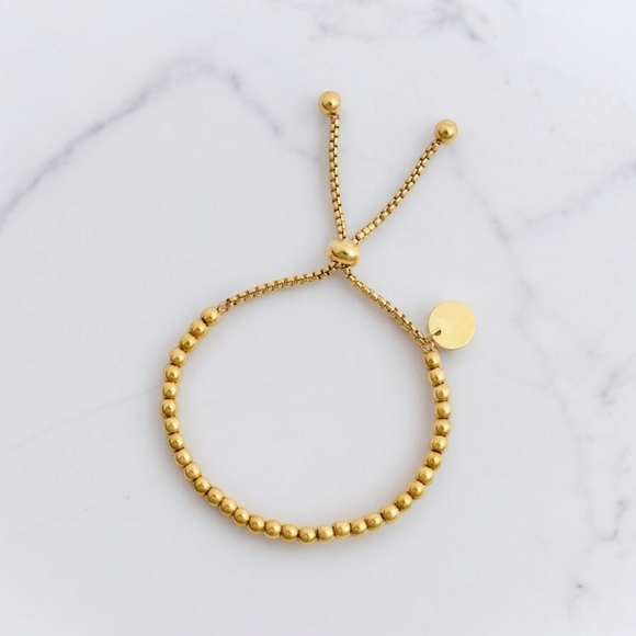 ๐๏ธ 18K Gold Plated Adjustable Beaded Bracelet Stainless Steel Charm Jewelry - Picture 10 of 10